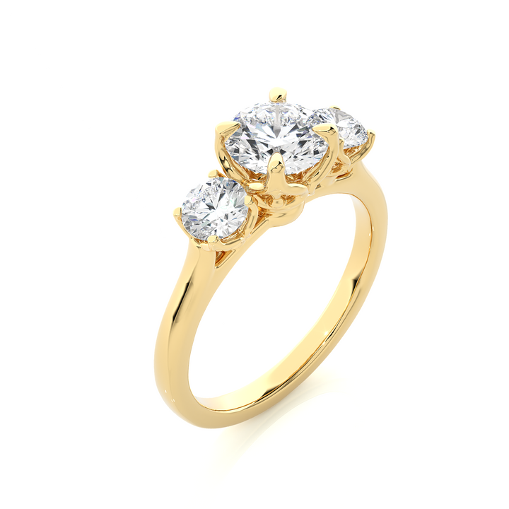 ENGAGEMENT RING SET WITH THREE ROUND SHAPE DIAMONDS