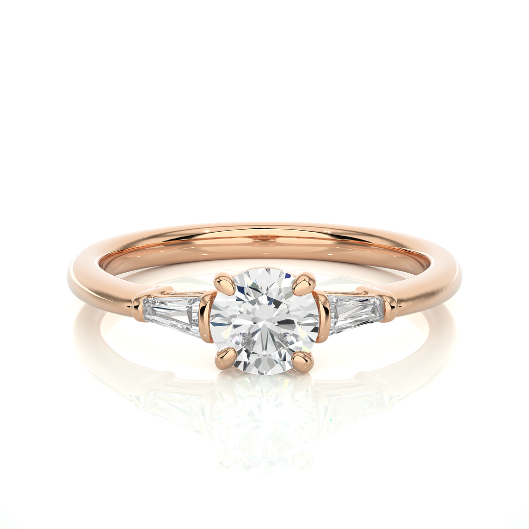 ENGAGEMENT RING SET WITH ROUND  AND BAGUETTE DIAMONDS