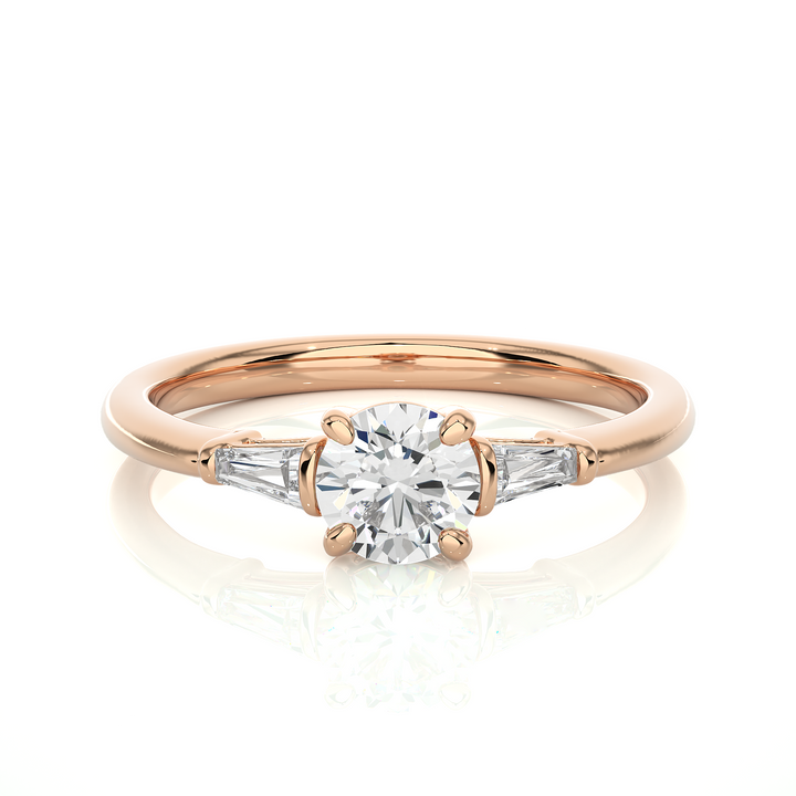 ENGAGEMENT RING SET WITH ROUND  AND BAGUETTE DIAMONDS