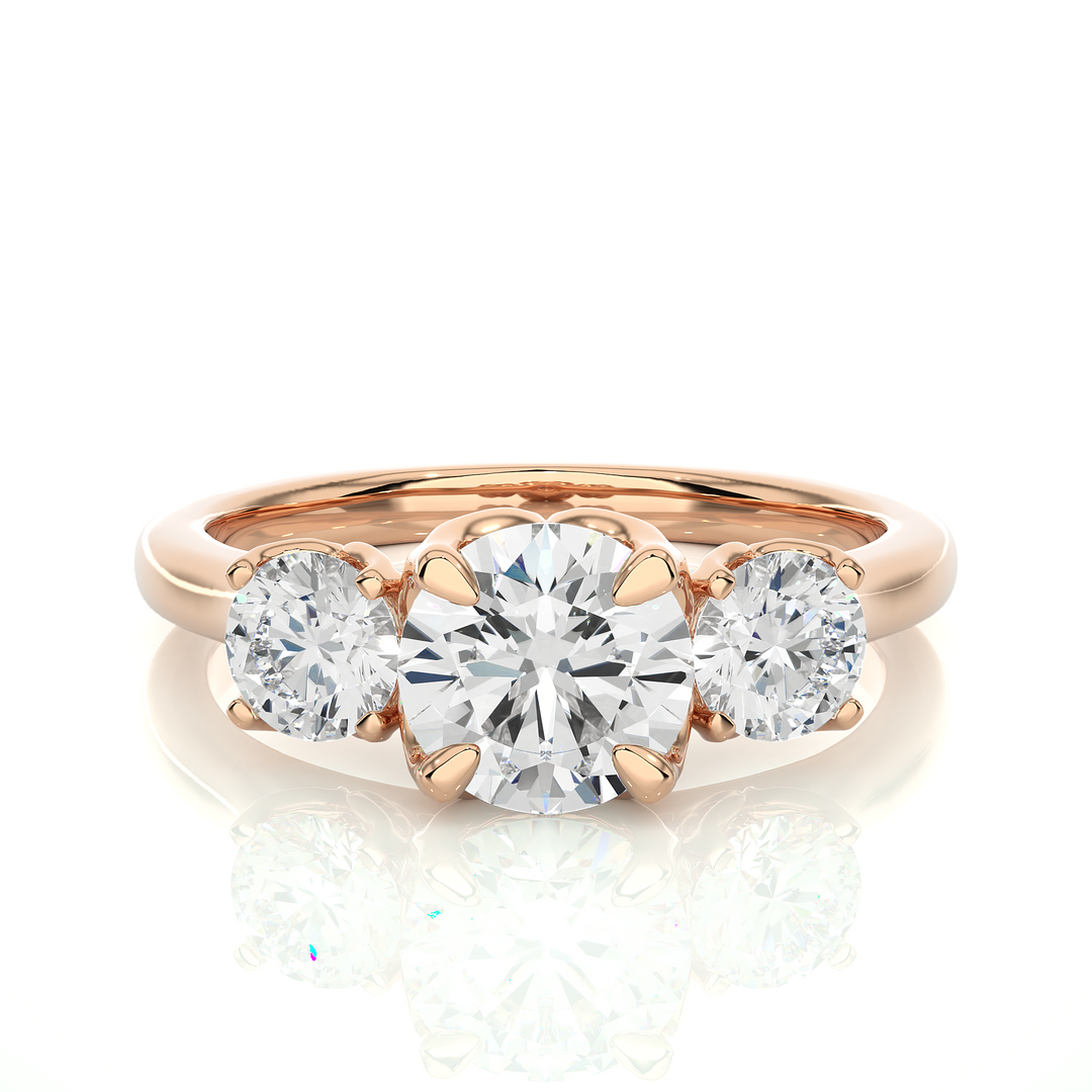 ENGAGEMENT RING SET WITH THREE ROUND SHAPE DIAMONDS