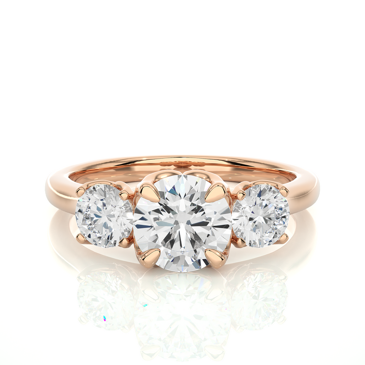 ENGAGEMENT RING SET WITH THREE ROUND SHAPE DIAMONDS