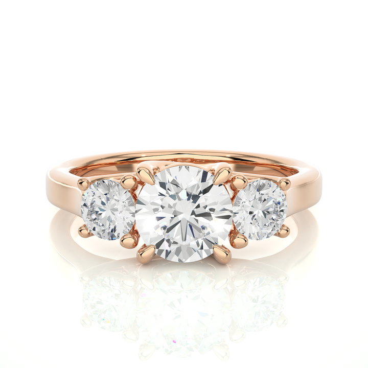 ENGAGEMENT RING SET WITH THREE ROUND SHAPE DIAMONDS