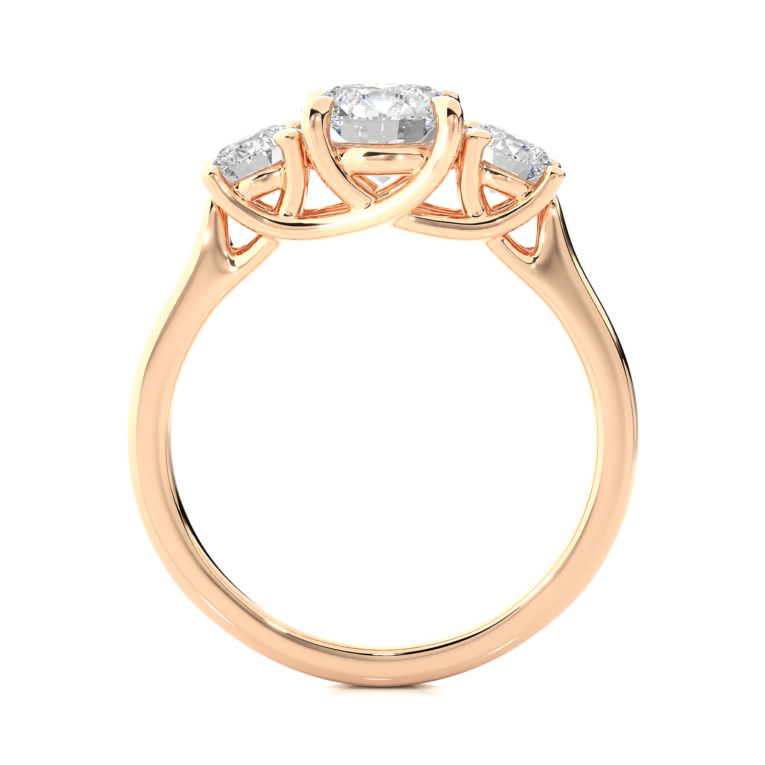 ENGAGEMENT RING SET WITH THREE ROUND SHAPE DIAMONDS