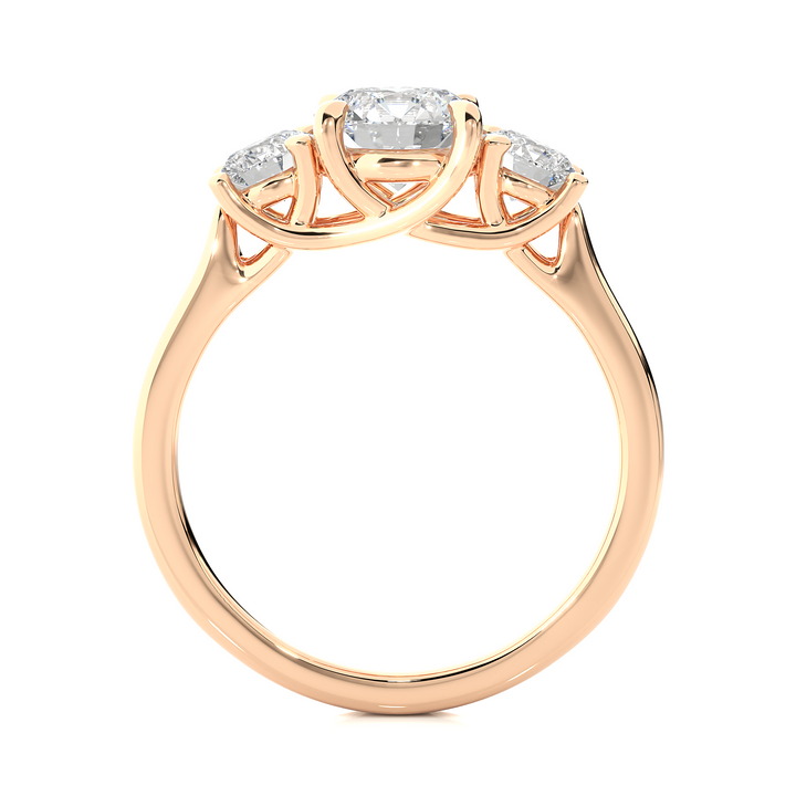 ENGAGEMENT RING SET WITH THREE ROUND SHAPE DIAMONDS