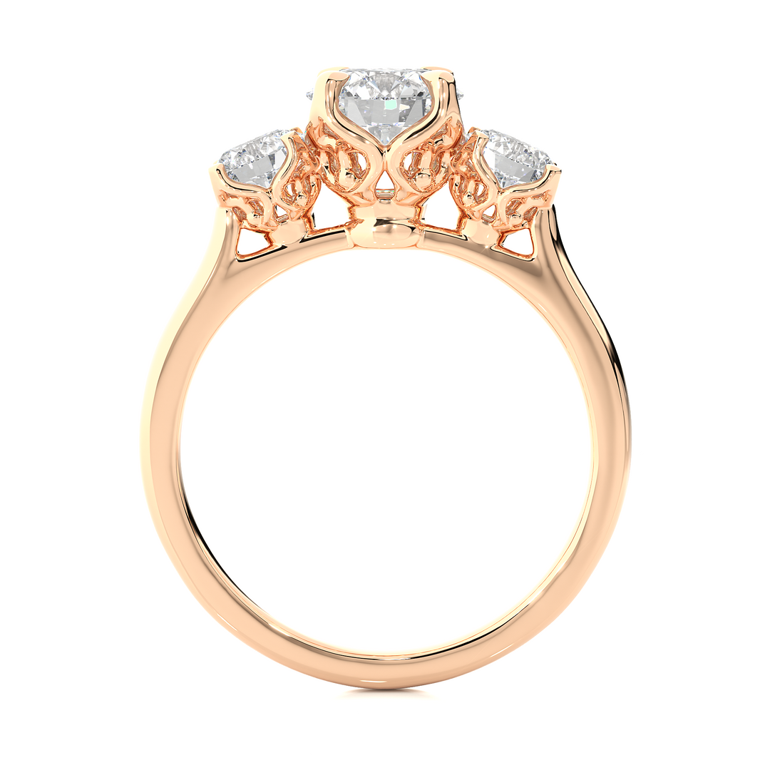 ENGAGEMENT RING SET WITH THREE ROUND SHAPE DIAMONDS
