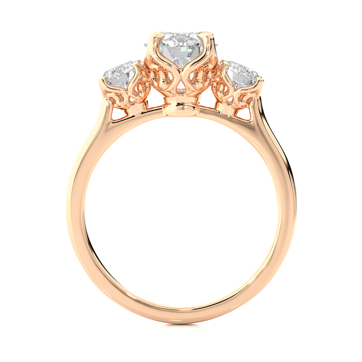 ENGAGEMENT RING SET WITH THREE ROUND SHAPE DIAMONDS