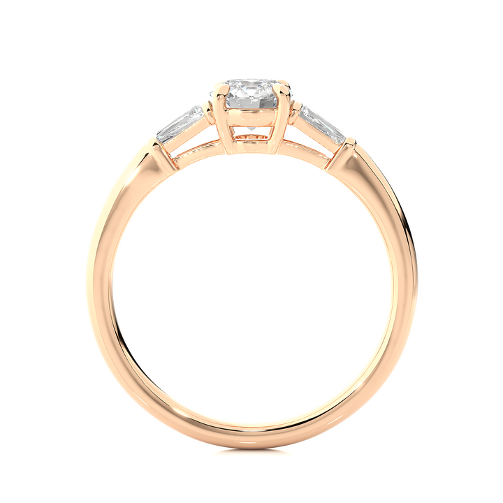 ENGAGEMENT RING SET WITH ROUND  AND BAGUETTE DIAMONDS