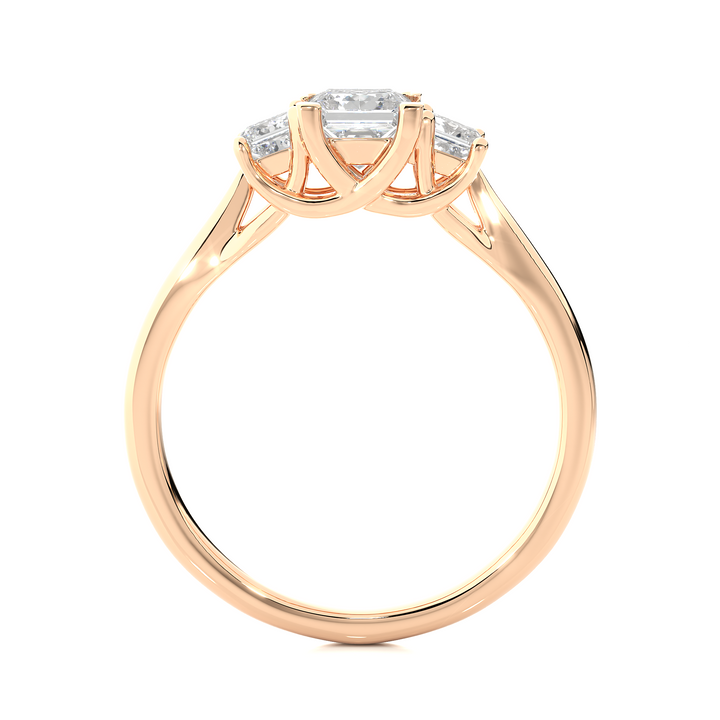 TRILOGY DIAMOND RING  SET WITH THREE PRINCESS DIAMONDS
