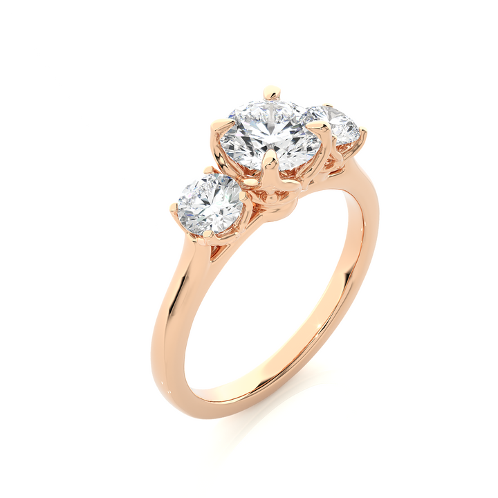 ENGAGEMENT RING SET WITH THREE ROUND SHAPE DIAMONDS