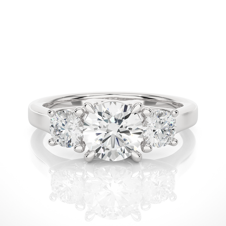 ENGAGEMENT RING SET WITH THREE ROUND SHAPE DIAMONDS