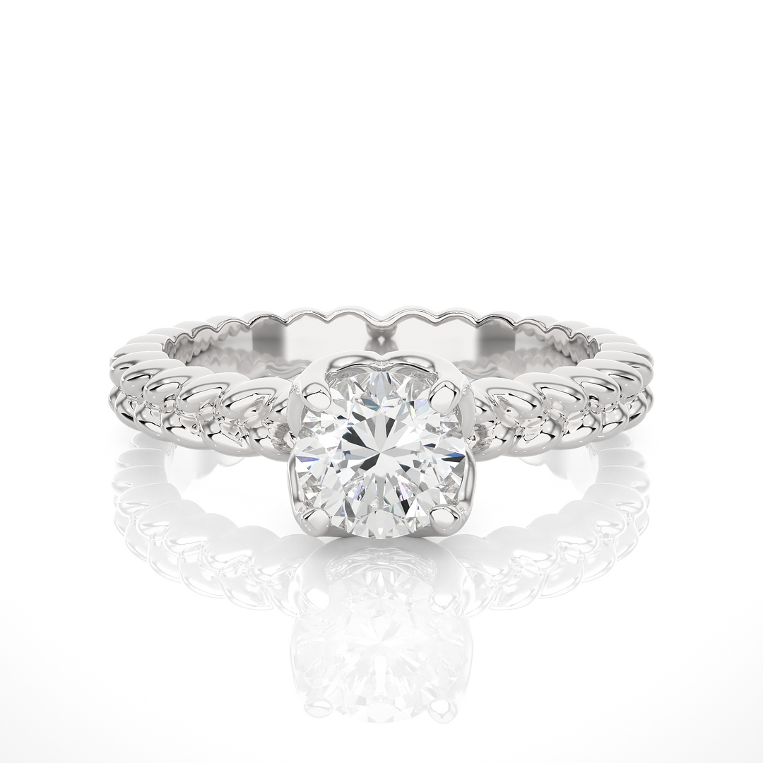 TWISTED TALES ENGAGEMENT RING SET WITH A 1 CARAT SOLITAIRE ROUND DIAMOND