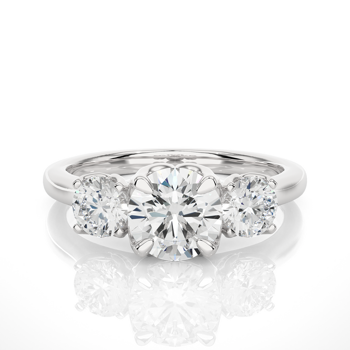 ENGAGEMENT RING SET WITH THREE ROUND SHAPE DIAMONDS