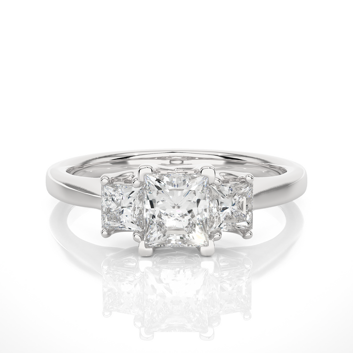 TRILOGY DIAMOND RING  SET WITH THREE PRINCESS DIAMONDS