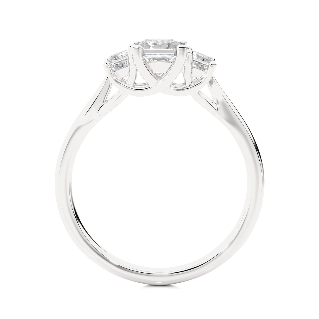 TRILOGY DIAMOND RING  SET WITH THREE PRINCESS DIAMONDS