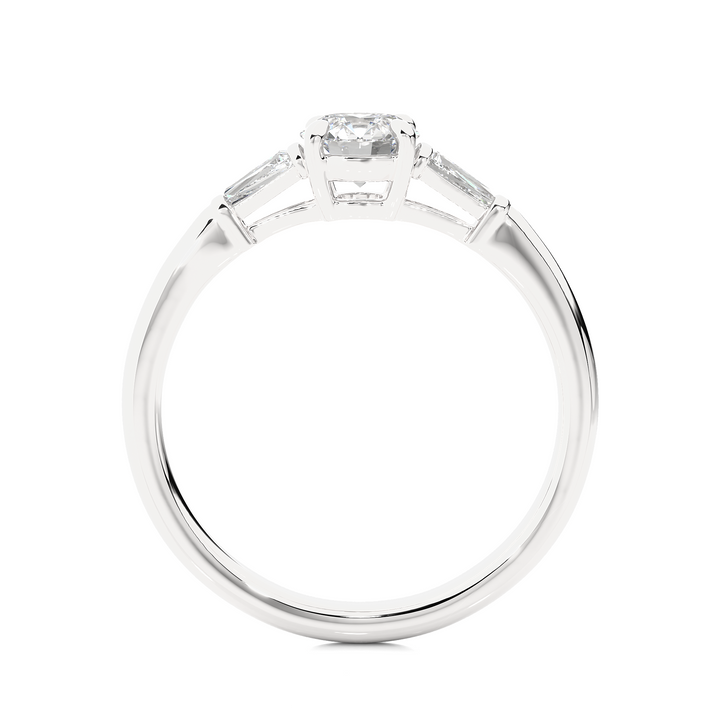ENGAGEMENT RING SET WITH ROUND  AND BAGUETTE DIAMONDS