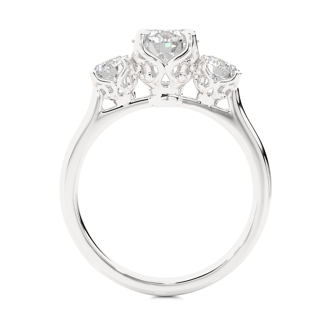 ENGAGEMENT RING SET WITH THREE ROUND SHAPE DIAMONDS