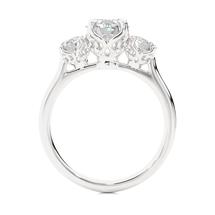 ENGAGEMENT RING SET WITH THREE ROUND SHAPE DIAMONDS
