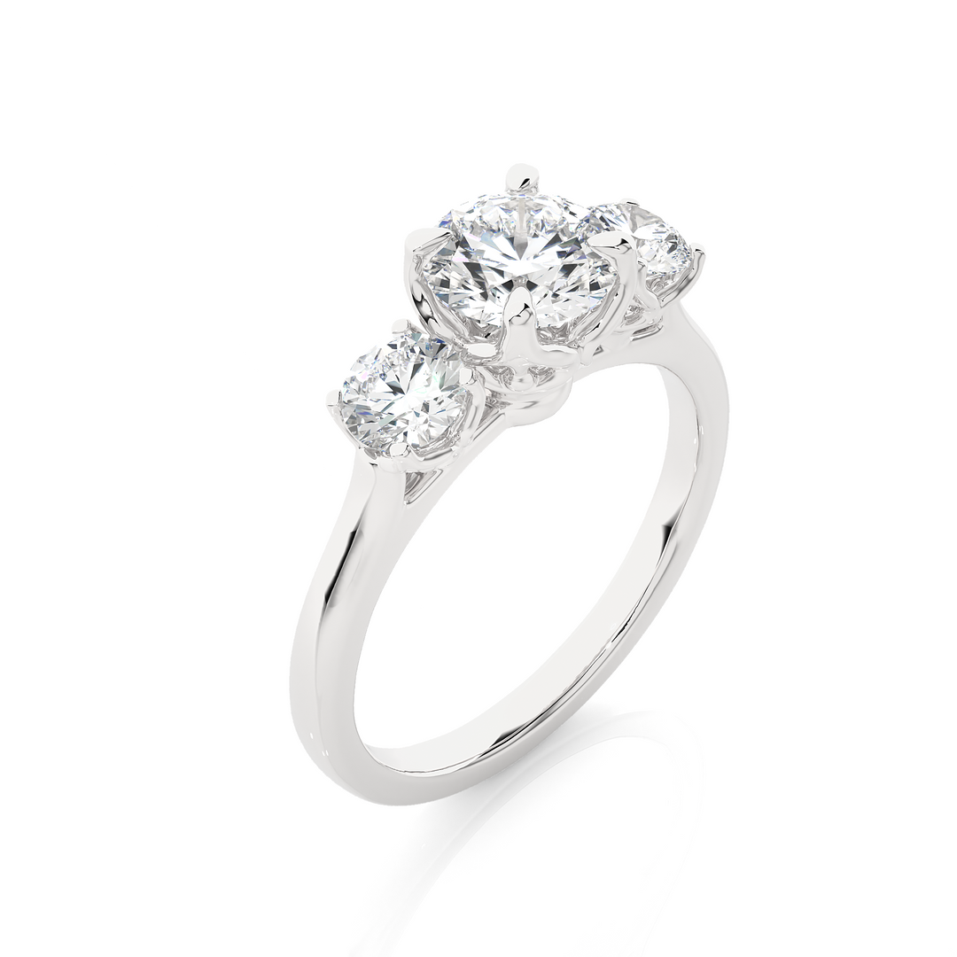 ENGAGEMENT RING SET WITH THREE ROUND SHAPE DIAMONDS