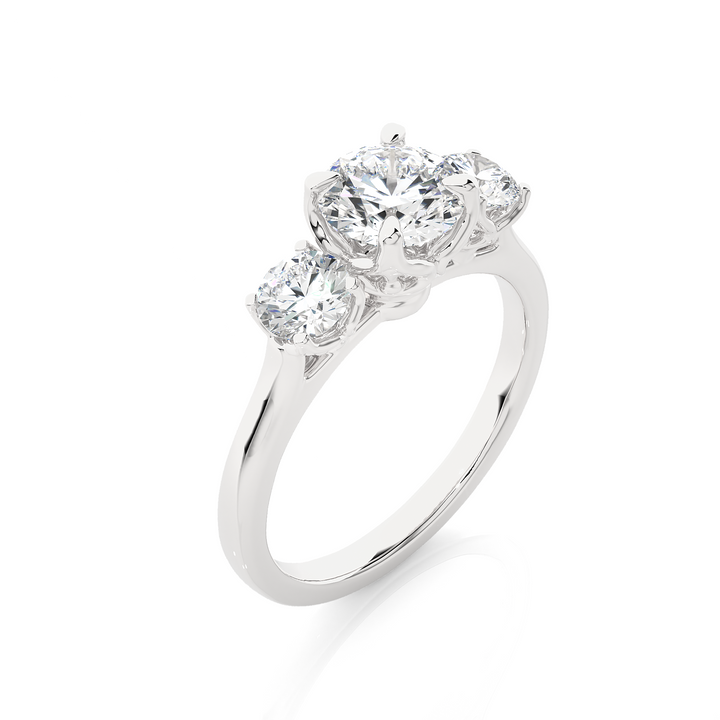 ENGAGEMENT RING SET WITH THREE ROUND SHAPE DIAMONDS