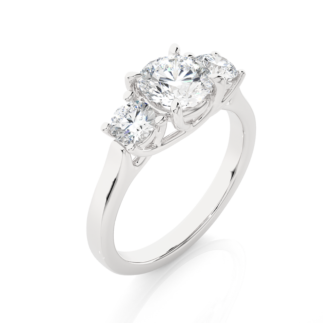 ENGAGEMENT RING SET WITH THREE ROUND SHAPE DIAMONDS