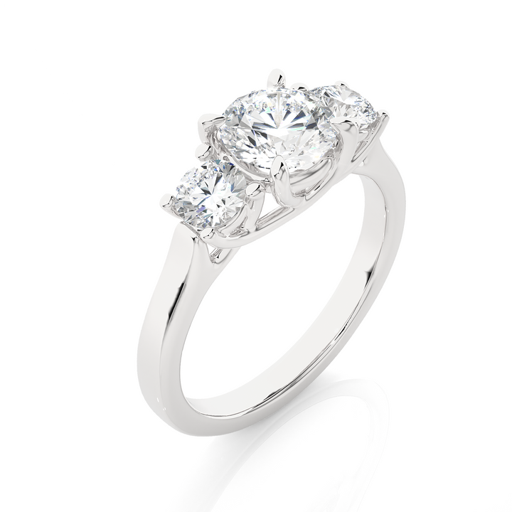 ENGAGEMENT RING SET WITH THREE ROUND SHAPE DIAMONDS