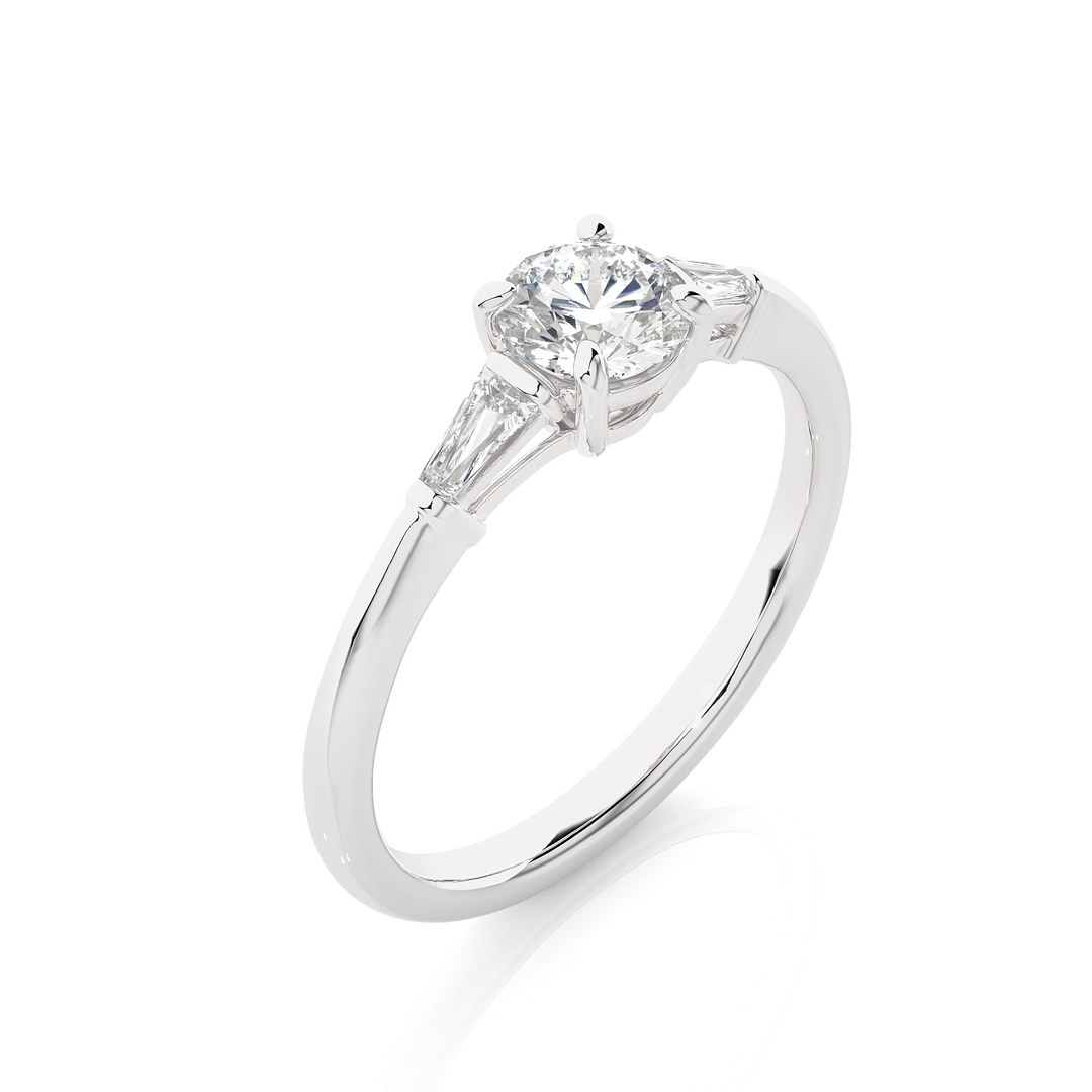 ENGAGEMENT RING SET WITH ROUND  AND BAGUETTE DIAMONDS