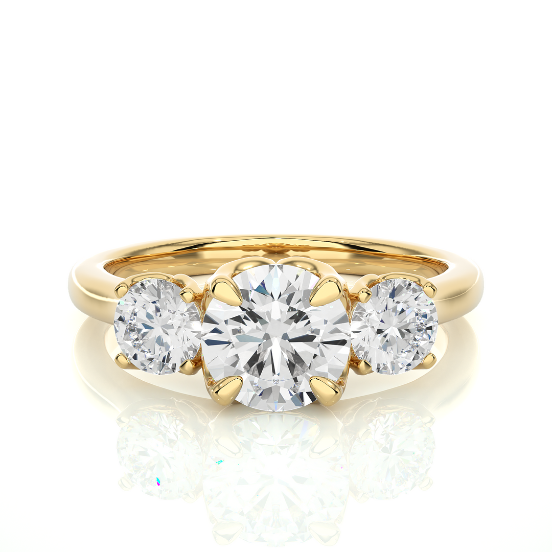 ENGAGEMENT RING SET WITH ROUND  AND BAGUETTE DIAMONDS
