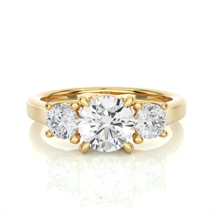 ENGAGEMENT RING SET WITH THREE ROUND SHAPE DIAMONDS