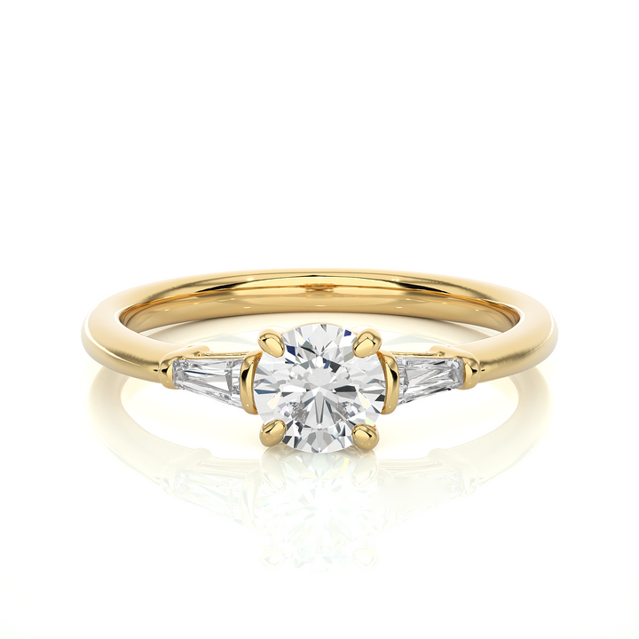ENGAGEMENT RING SET WITH ROUND  AND BAGUETTE DIAMONDS