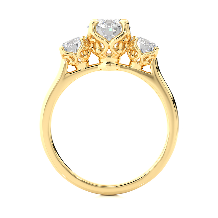 ENGAGEMENT RING SET WITH ROUND  AND BAGUETTE DIAMONDS