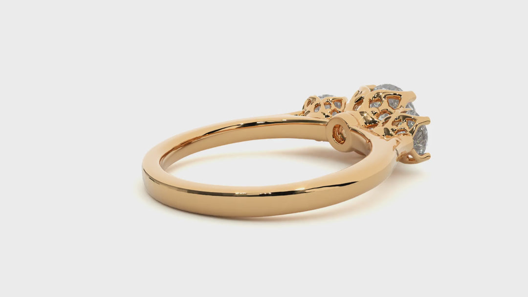 ENGAGEMENT RING SET WITH THREE ROUND SHAPE DIAMONDS