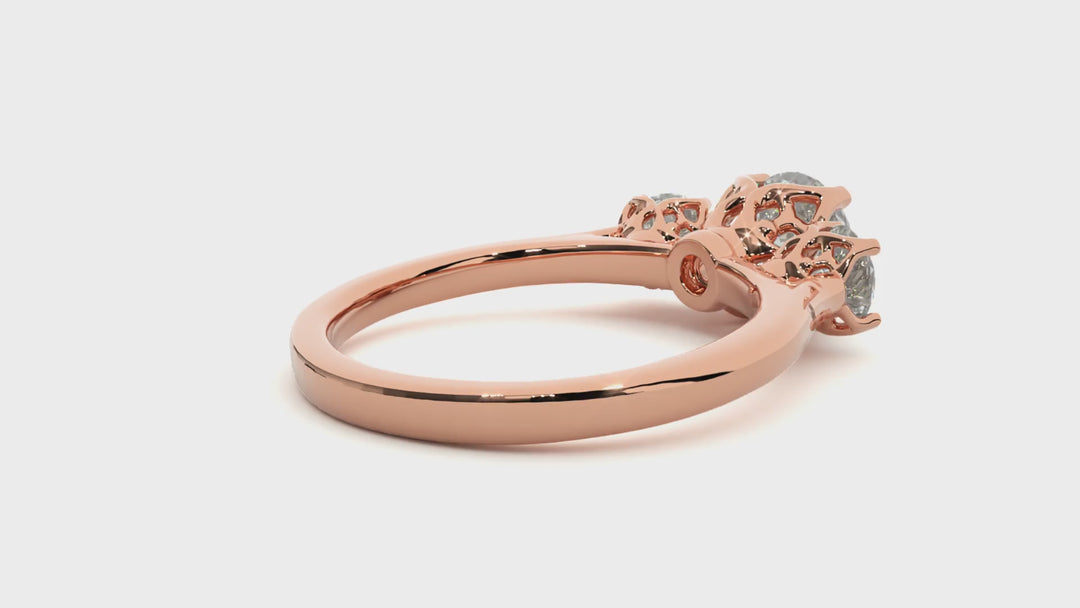 ENGAGEMENT RING SET WITH THREE ROUND SHAPE DIAMONDS