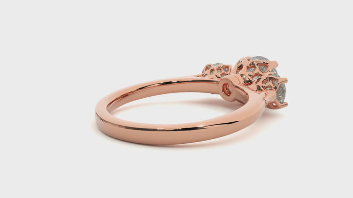 ENGAGEMENT RING SET WITH THREE ROUND SHAPE DIAMONDS